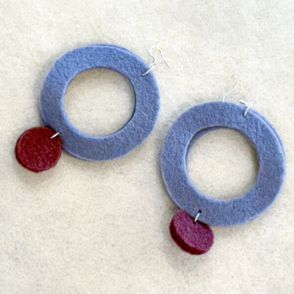 Wool Felt Hoop+Dot in Gray-Blue/Plum