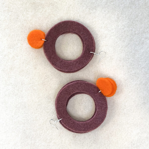 Wool Felt Hoop+Dot in Plum/Orange